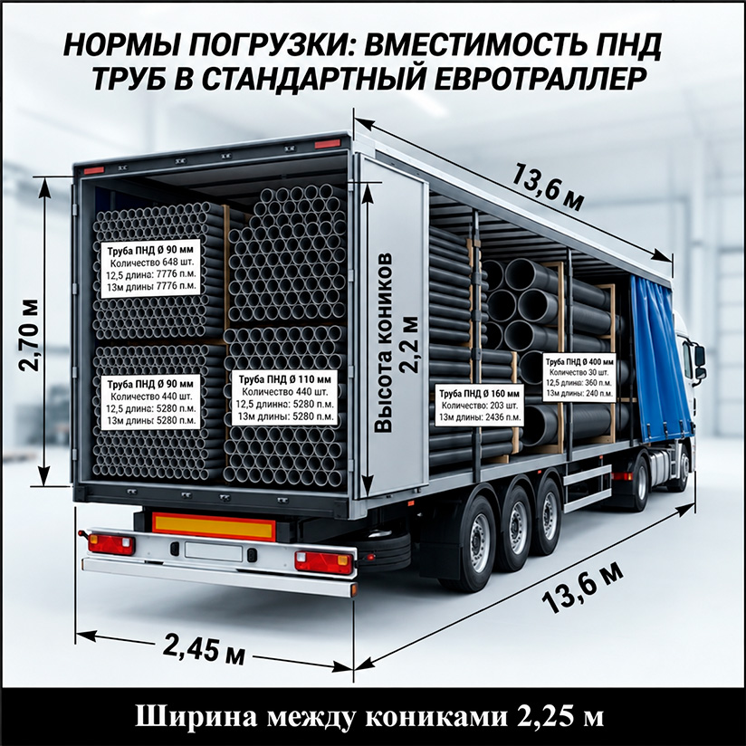 Схема загрузки ПНД труб в еврофуру